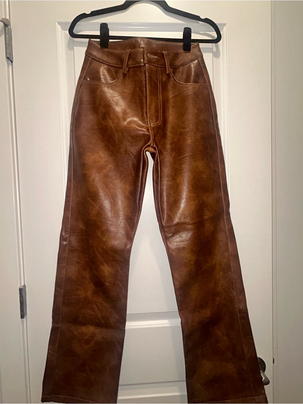12th Tribe Brown Faux-Leather Maeve Pants - Picture 2 of 4